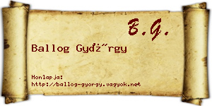 Ballog György névjegykártya